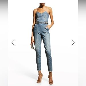 NWT RETROFÊTE- Dree strapless belted denim jumpsuit- Sz 28